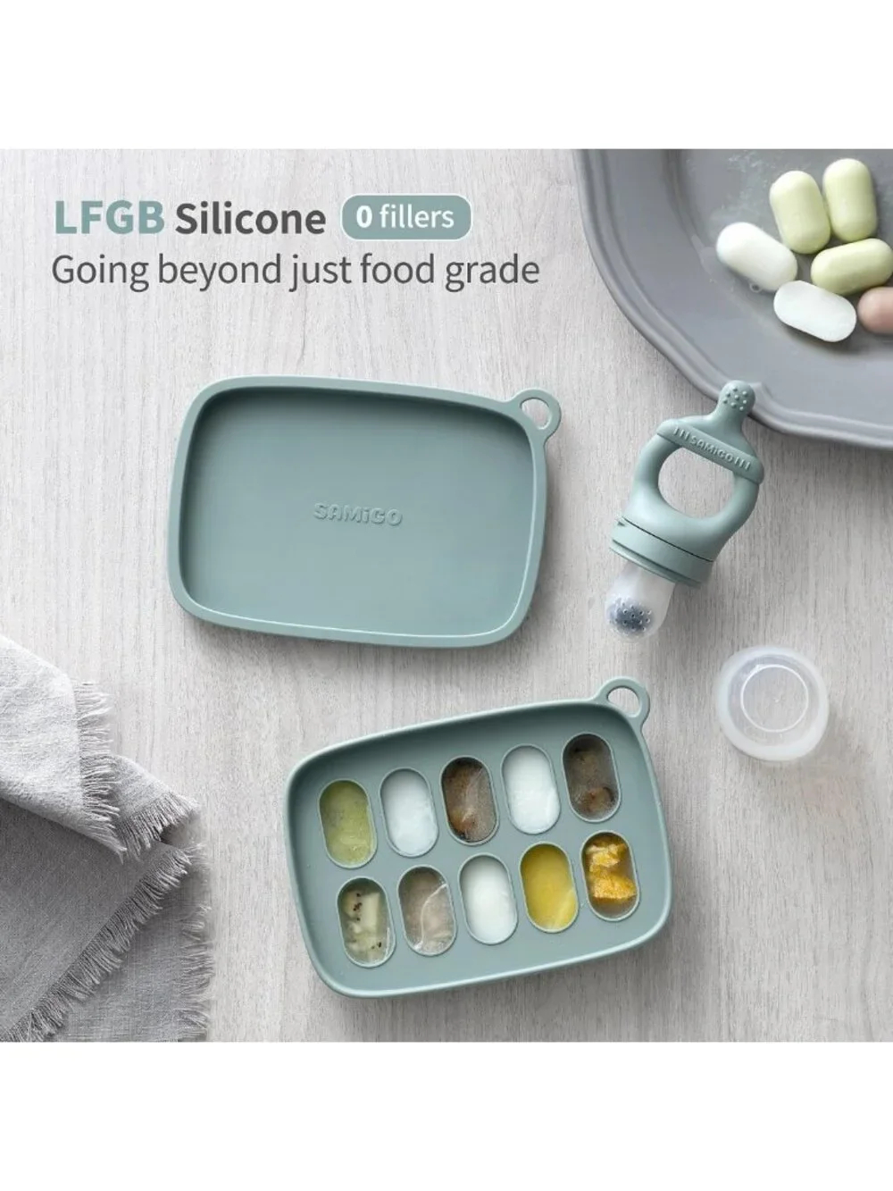Baby Food Feeder & Breastmilk Popsicle Mold Set - Silicone Teether & Pacifier